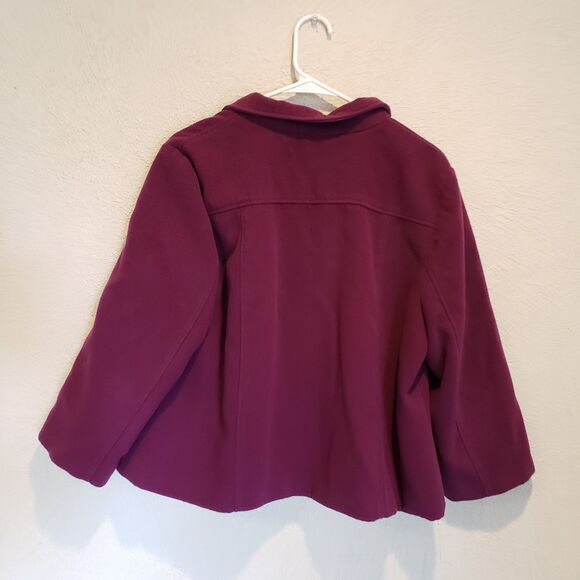 Chico's Coat Womens 2 Orchid Plum Purple Smooth Plush Swing Pea Leopard Print - Picture 5 of 8